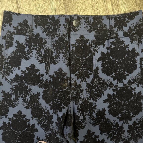 Anthropologie Maeve The Colette Crop Pants Wide Leg Blue Floral Size 33 - Picture 4 of 7